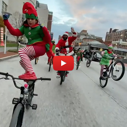 Santa Blocks Giving Away Bikes